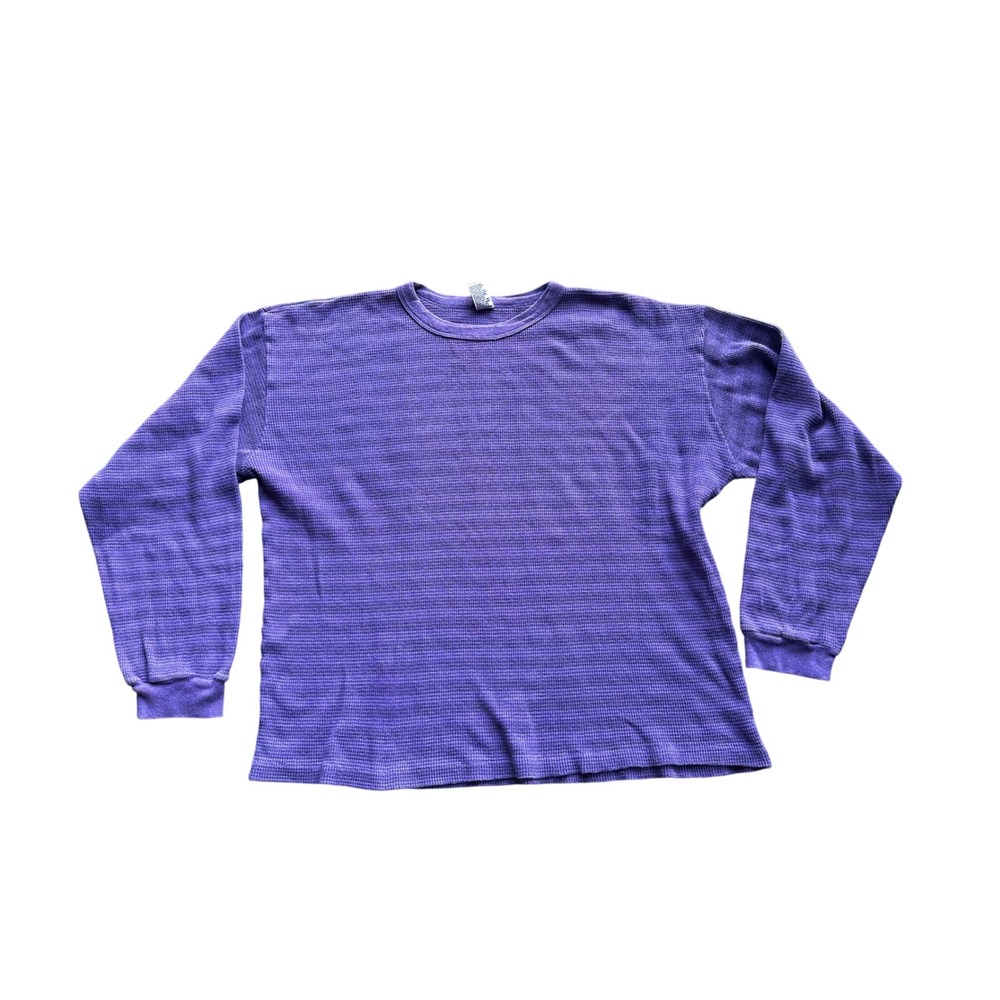 GAP Womens Purple Waffle Knit Thermal Long Sleeve Crew Neck Top
